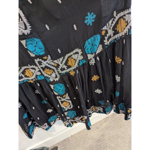 Free People Stiched with Love Maxi Dress Womens Size 8 Black Boho Tribal Flowy - Picture 6 of 14